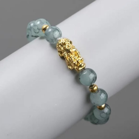 10mm Polished Dragon Vein Pixiu Dragon Spacer Protection Stretch Bracelet - Picture 3 of 9